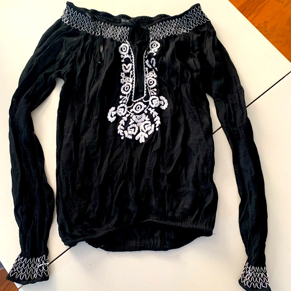XOXO black embroidered top